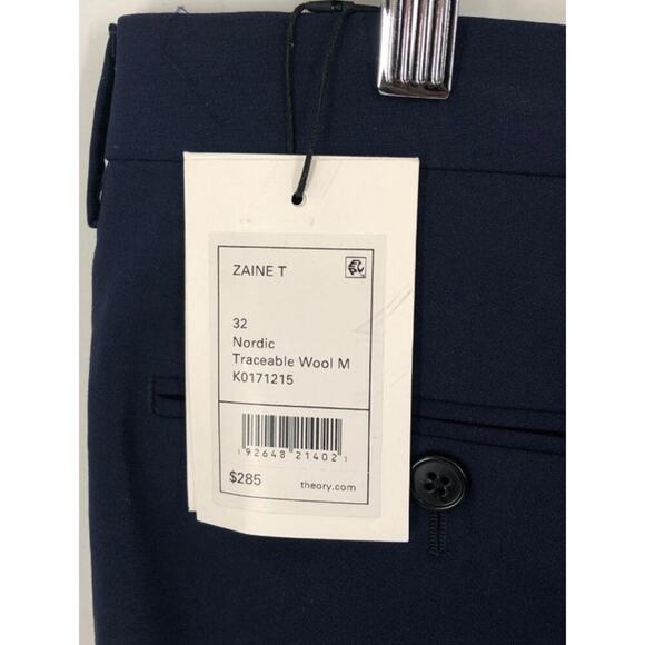 Theory Zaine T Nordic Wool Dress Pants – Navy Blue Size 32 $285 NWT - Picture 7 of 7